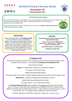 Newsletter 26, 24th March 2017 - Rochford Primary and Nursery