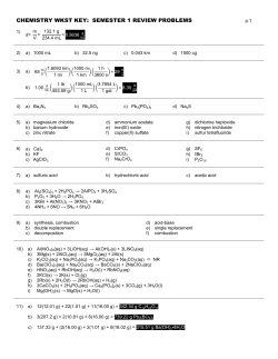 CHEMISTRY WKST KEY: SEMESTER 1 REVIEW PROBLEMS