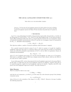 THE LOCAL LANGLANDS CONJECTURE FOR Sp(4) 1