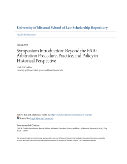 Symposium Introduction: Beyond the FAA: Arbitration