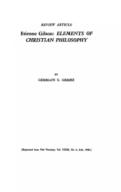 Etienne Gilson: ELEMENTS OP CHRISTIAN PHILOSOPHY