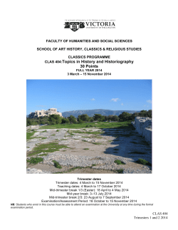 CLAS 404:Topics in History and Historiography 30 Points