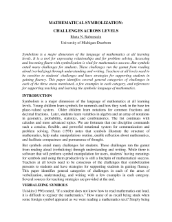 MATHEMATICAL SYMBOLIZATION: CHALLENGES ACROSS