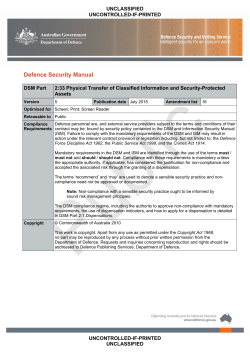PUBLIC DSM Part 2.33 - Department of Defence