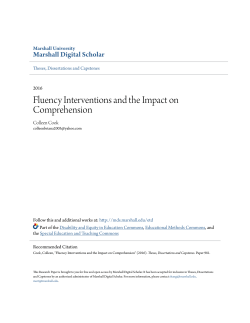 Fluency Interventions and the Impact on Comprehension
