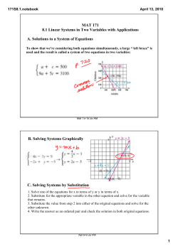 MAT 171 8.1 Linear Systems in Two Variables with Applications A