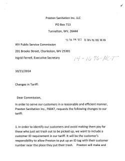 Preston Sanitation Inc. LLC PO Box 713 Tunnelton, WV, 26444 WV