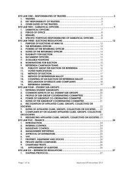 ARTICLES OF GOVERNANCE OF THE