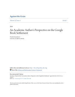 An Academic Author`s Perspective on the Google - Purdue e-Pubs