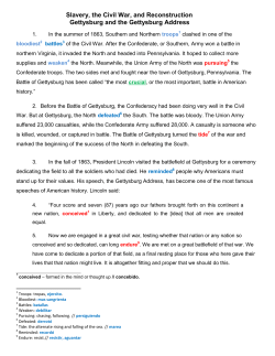 Slavery, the Civil War, and Reconstruction Gettysburg and the