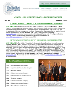 Training Schedule for Safety thru June 2017