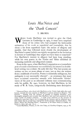 Louis MacNeice and the `Dark Conceit`