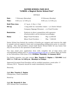 XAVIER SCHOOL FAIR 2015 “LUMOS: a Magical Xavier School Fair”