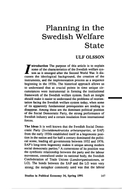 Planning in the Swedish Welfare State