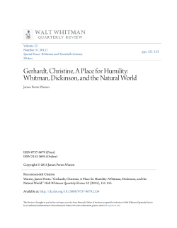 Gerhardt, Christine, A Place for Humility: Whitman, Dickinson, and