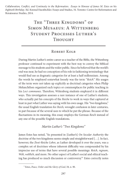 The &ldquo;Three Kingdoms&rdquo; of Simon Musaeus: A Wittenberg Student