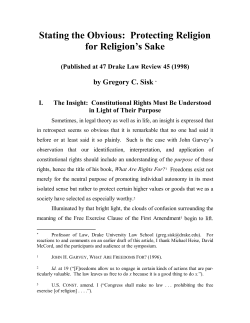 Stating the Obvious: Protecting Religion for Religion`s Sake