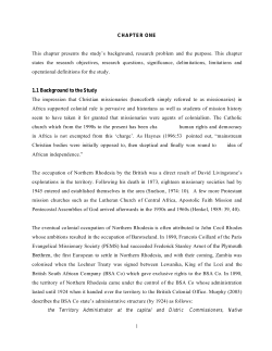 CHAPTER ONE 1.1 Background to the Study This chapter presents