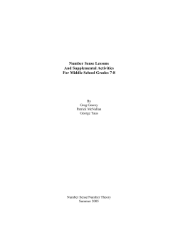 Number Sense Lessons And Supplemental Activities For Middle