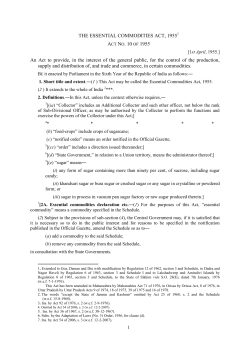 THE ESSENTIAL COMMODITIES ACT, 1955 ACT NO. 10 OF 1955