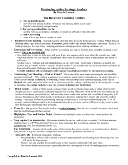 Developing Active Strategic Readers The Basics for