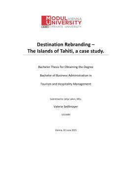 Destination Rebranding &ndash; The Islands of Tahiti, a case study.