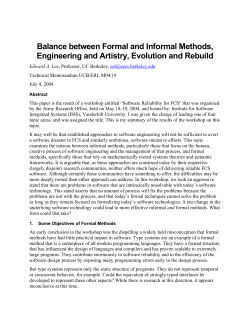 Balance between Formal and Informal Methods, Engineering and