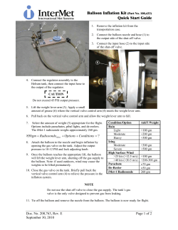 Balloon Inflation Kit (Part No. 100,433) Quick Start Guide