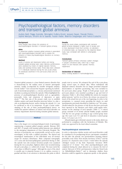 Psychopathological factors, memory disorders and transient global