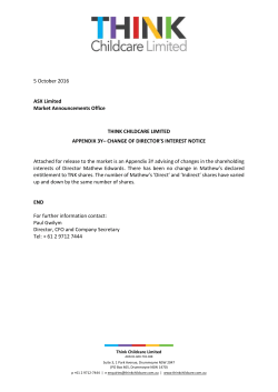 Appendix 3Y - Change of Director`s Interest Notice