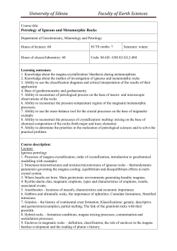 University of Silesia Faculty of Earth Sciences