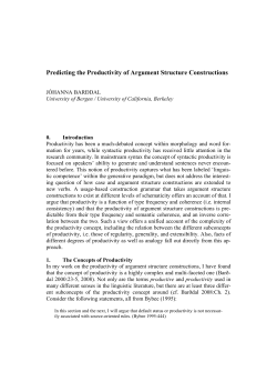 Predicting the Productivity of Argument Structure Constructions
