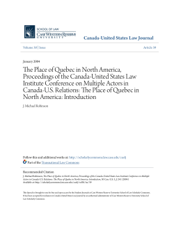 The Place of Quebec in North America, Proceedings of the Canada