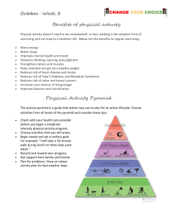 October -Week 3 Benefits of physical activity Physical Activity Pyramid