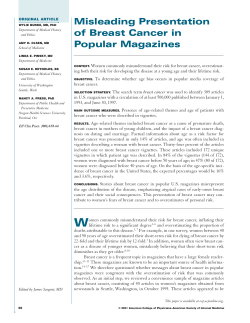 Misleading Presentation of Breast Cancer in Popular Magazines
