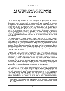 "The Integrity Branch of Government and the Separation of Judicial