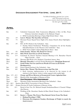 Diocesan Engagement For April - June, 2017.
