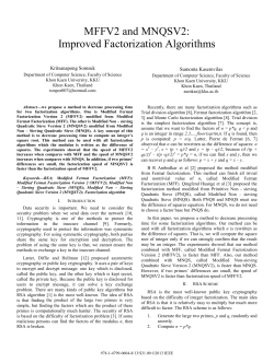 MFFV2 and MNQSV2: Improved Factorization Algorithms