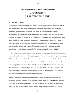 Archived Lecture Notes #6 - The Imperfect Solid State