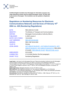Numbering Regulations - Norwegian Communications Authority