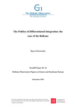 The Politics of Differentiated Integration: the case of the Balkans