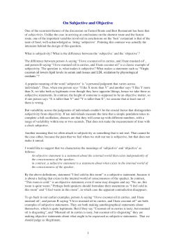 On Subjective and Objective