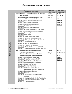 5 Grade Math Year At A Glance Fist Nine Weeks