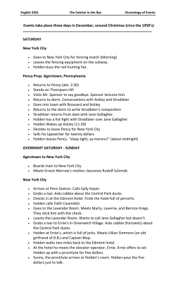 Chrononology of Events in Catcher in the Rye (info sheet) File