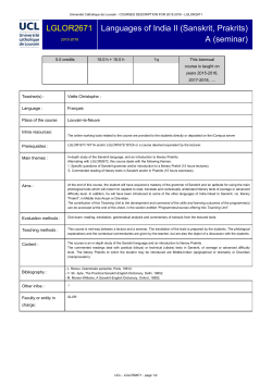Languages of India II (Sanskrit, Prakrits) A (seminar)