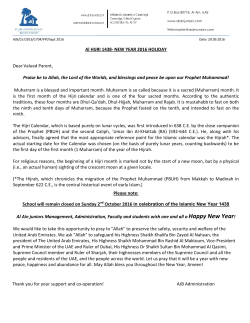 Al HIJRI 1438- NEW YEAR 2016 HOLIDAY Dear Valued Parent
