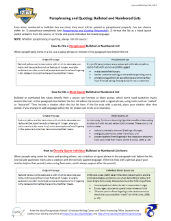 Paraphrasing and Quoting: Bulleted and Numbered Lists