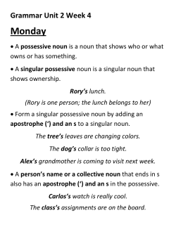 Grammar Unit 2 Week 4 Monday