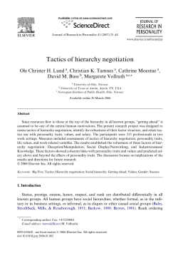 (2007). Tactics of Hierarchy Negotiation