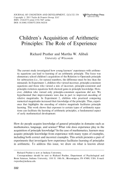 Children`s Acquisition of Arithmetic Principles - UW